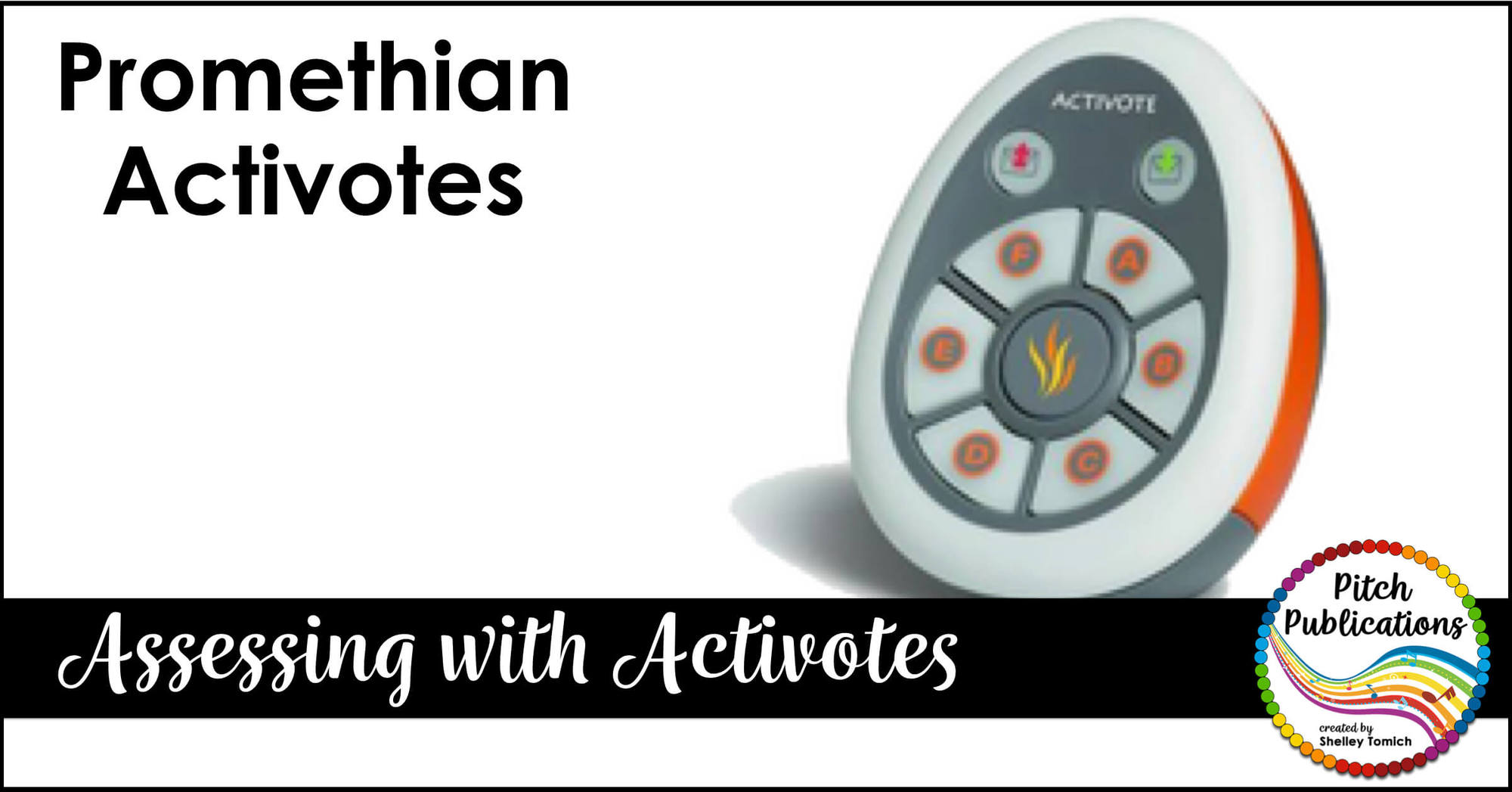 Picture of activote (remote) with text " Promethean Activotes Get Started Guide"