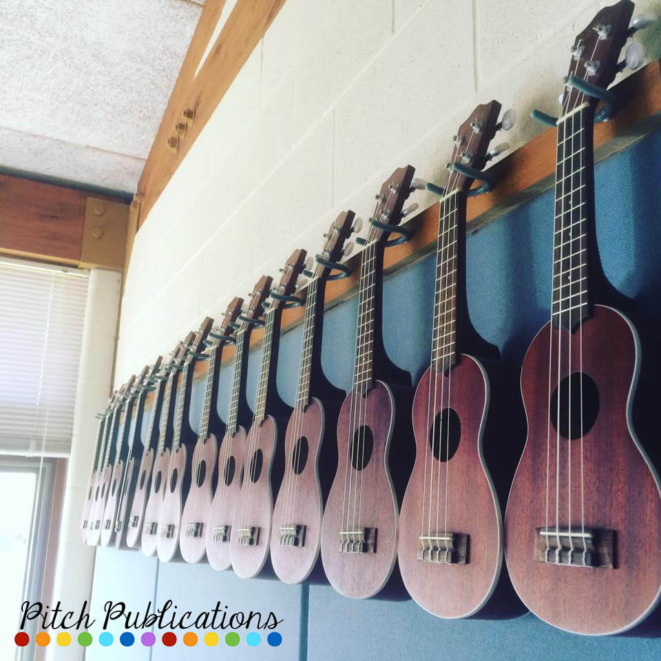 Ukulele Storage In The Music Classroom On The Wall Racks More