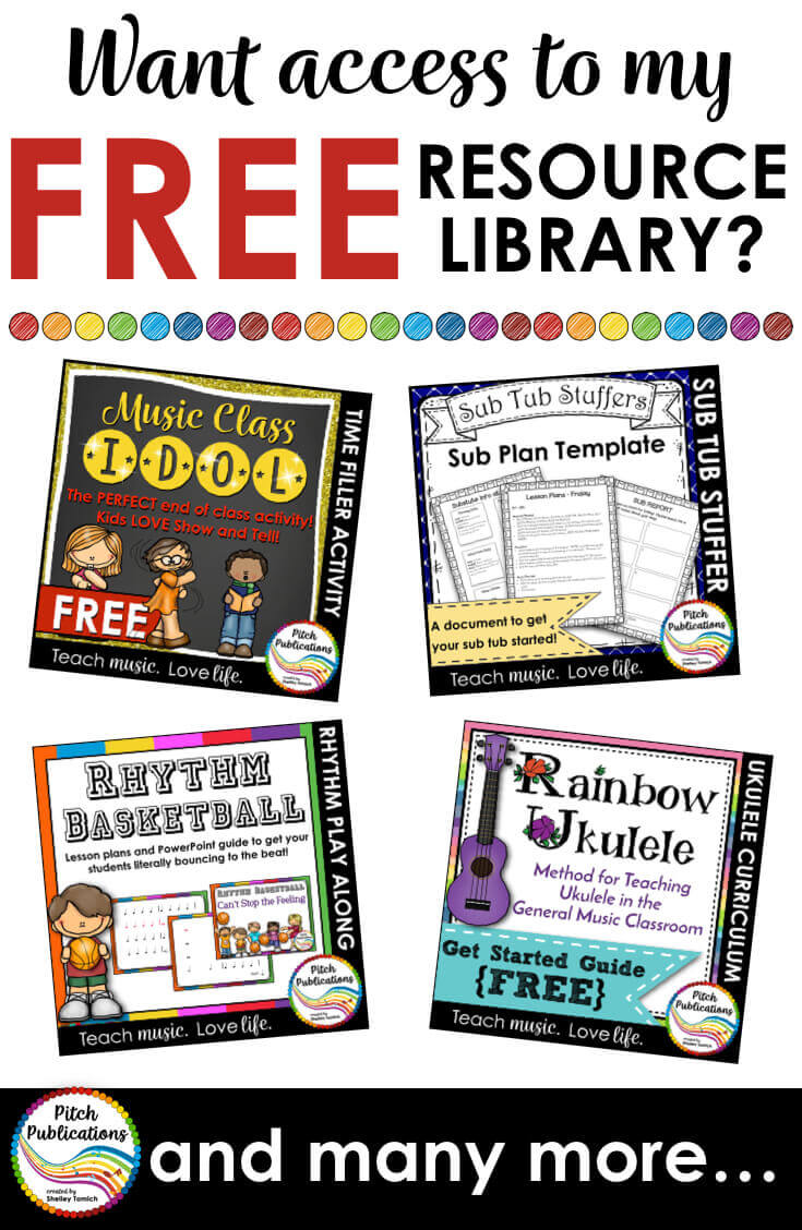 This is the FREE resource library for Pitch Publications - the home of amazing elementary music education materials and ideas! Be sure to sign up! #elmused