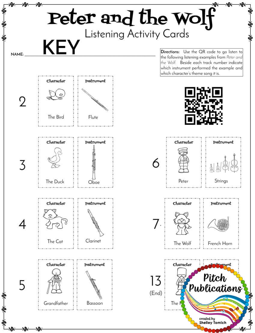 Peter and the Wolf - Student Activities (Centers) Pertaining To Peter And The Wolf Worksheet