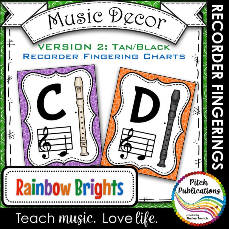 Recorder Fingering Chart Posters V2 - Music Decor Rainbow Brights