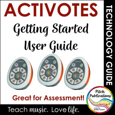 Picture of activotes (remotes for the classroom) with text: Activotes: Getting Started User Guide