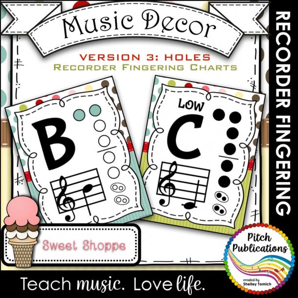 SWEET SHOPPE - Recorder Fingering Chart Posters v3 HOLES