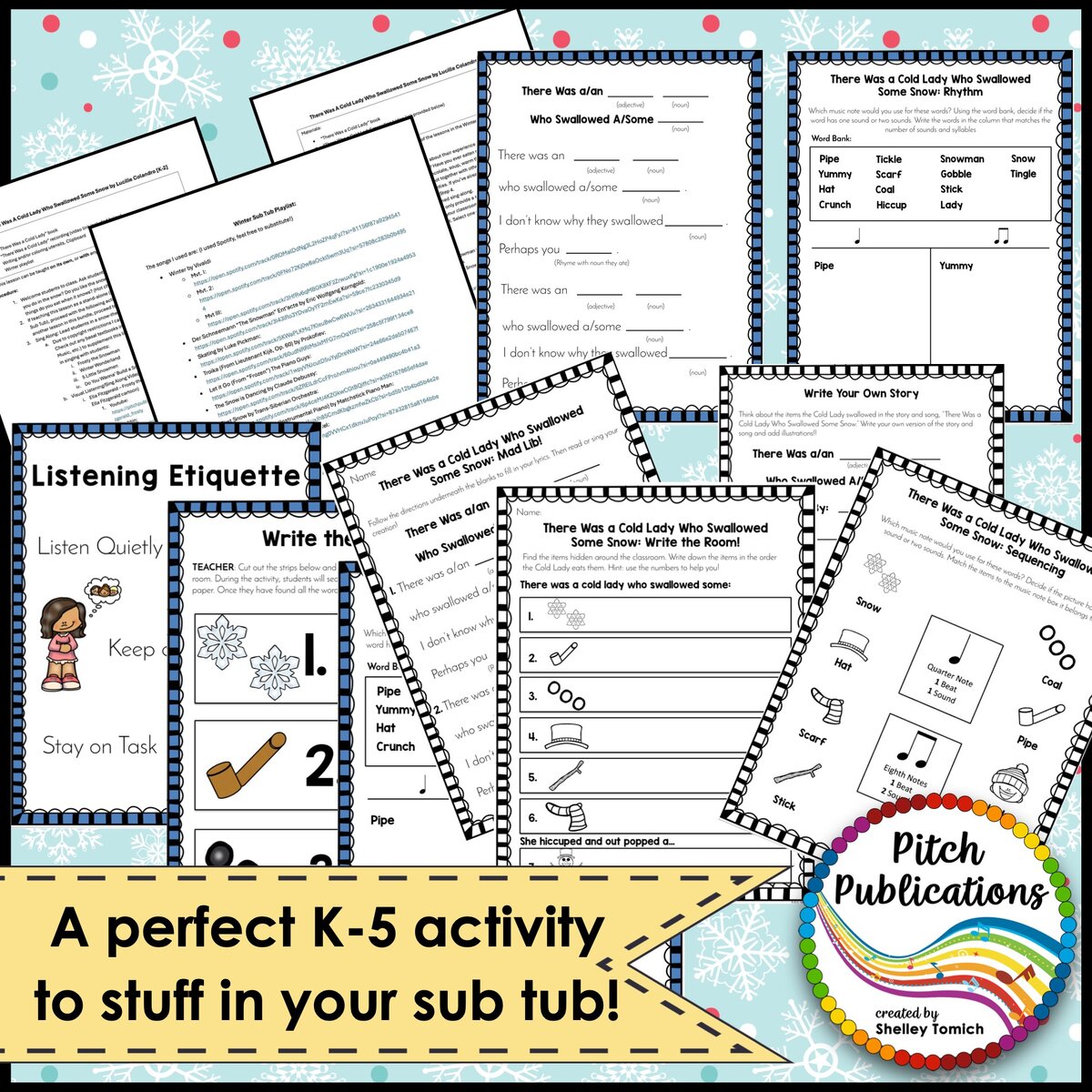 Music Sub Tub Stuffers: K-5 Substitute Plan - There Was a Cold Lady Who Swallowed Some Snow - Image 5