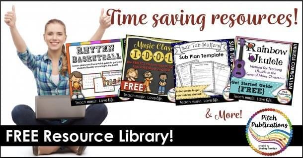 Join the FREE resource library for elementary music education! Find amazing items to help you organize your teaching and save you time with lesson planning! #elmused