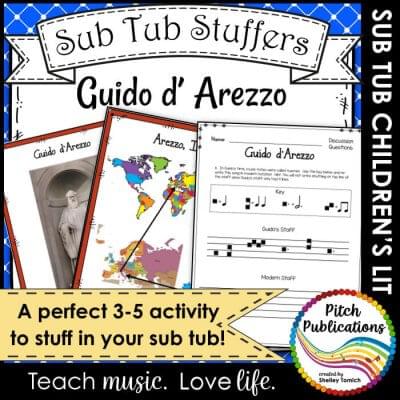 Music Sub Tub Stuffers: 3-5 Music Substitute Plan - Guido d'Arezzo
